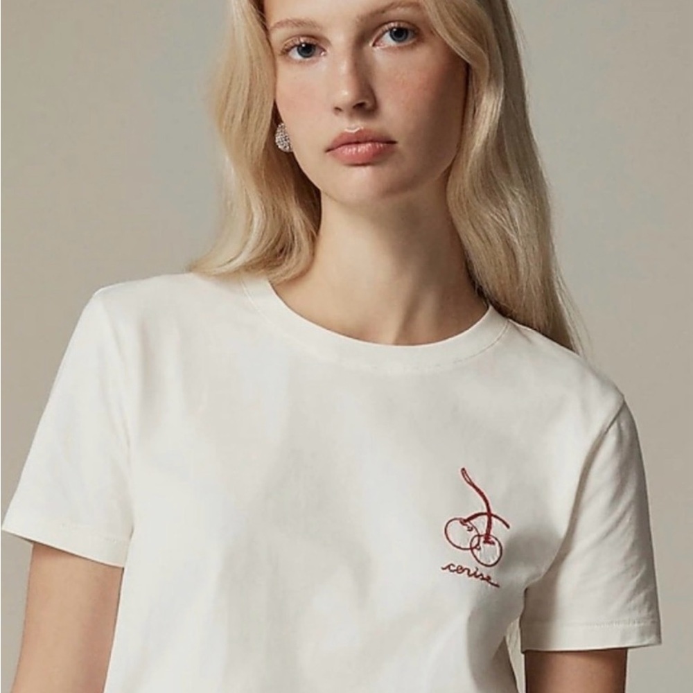 J. Crew T-Shirt with Cherry Embroidery